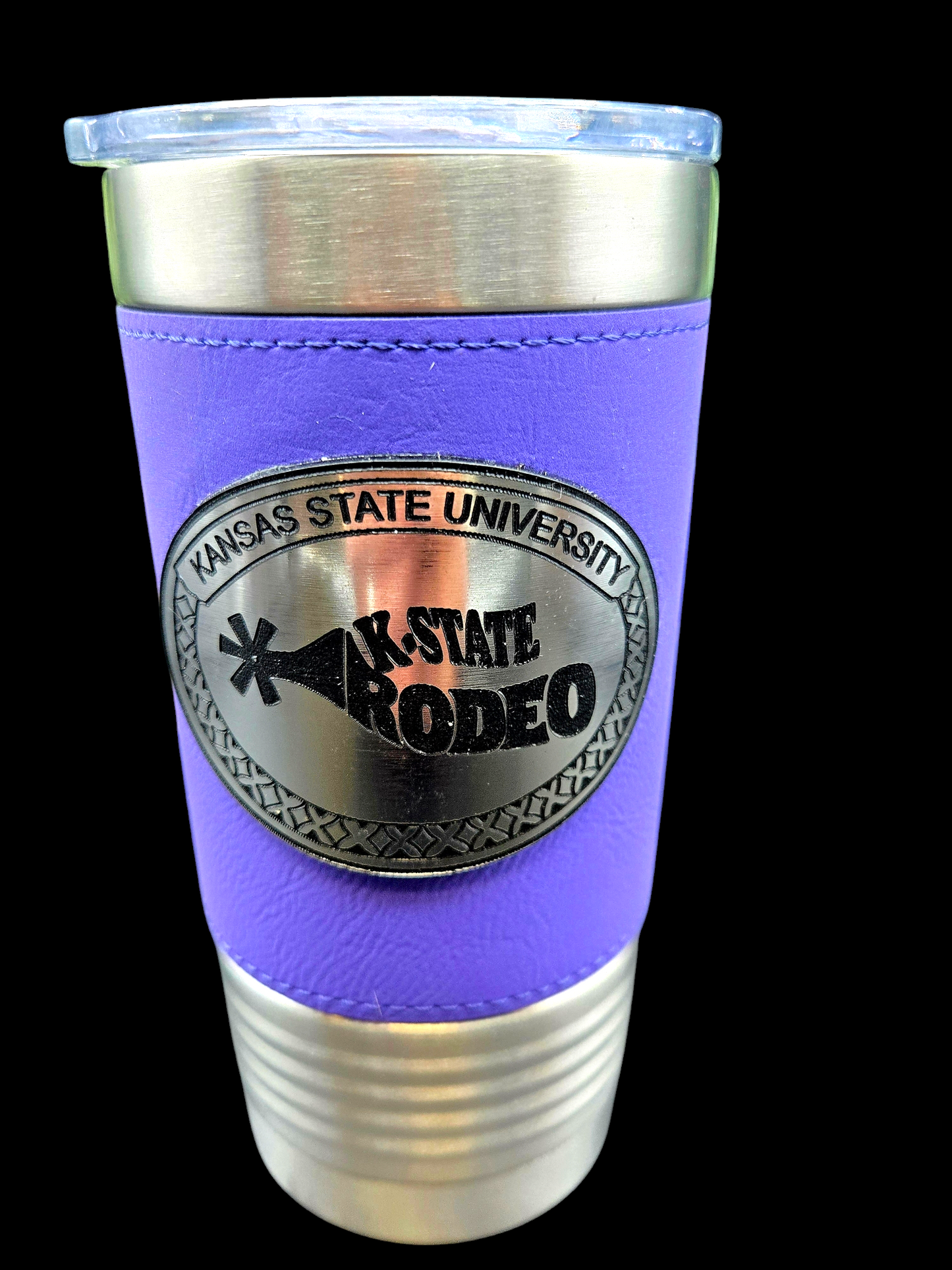 Purple Leatherette 20 ounce tumbler with silver Plate